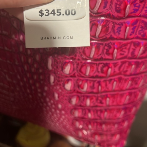 Brahmin Pink Croc-Embossed Tote - Picture 7 of 11